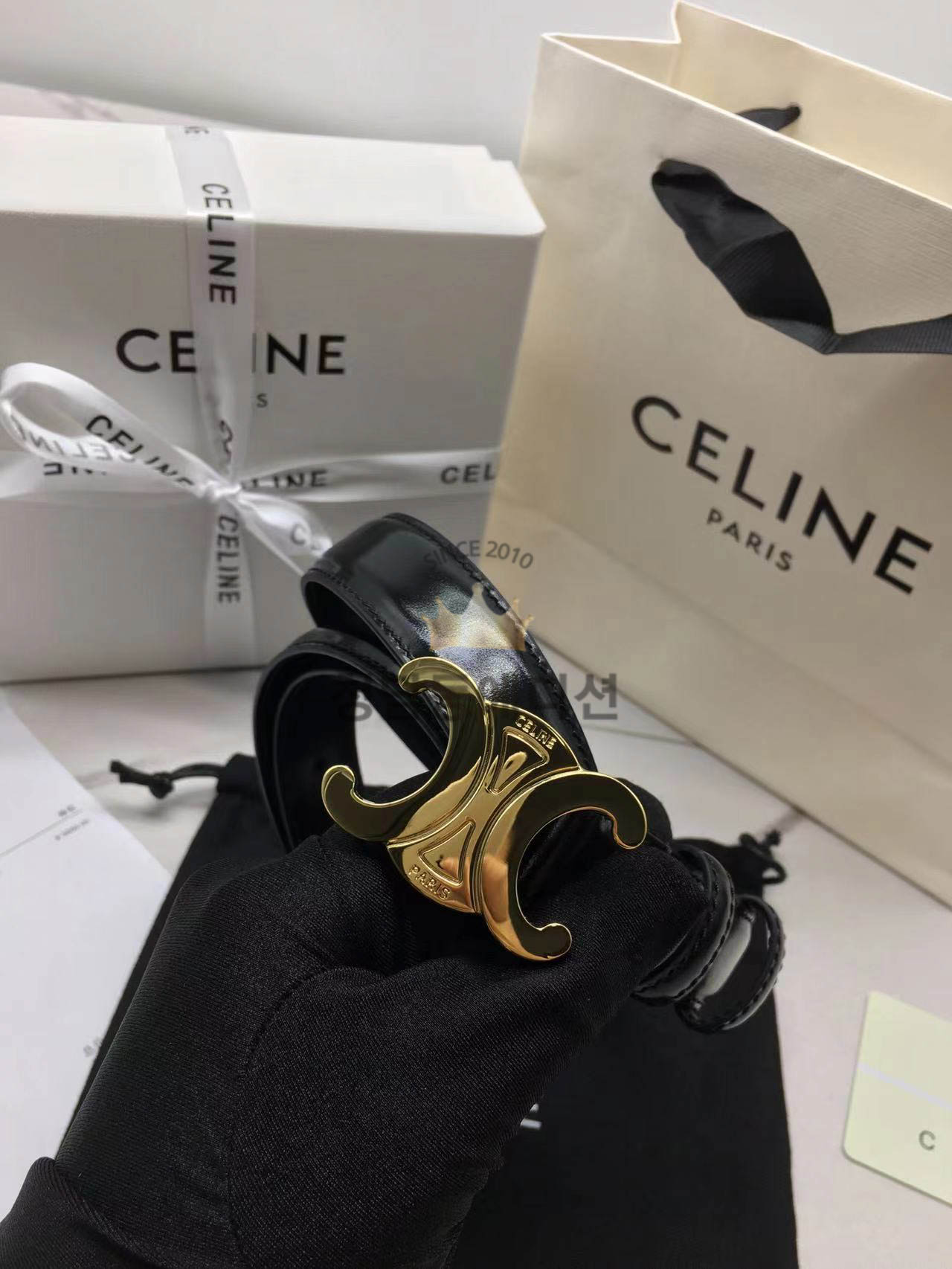 셀린느 벨트 (가죽 유광) (로고 무광/유광)