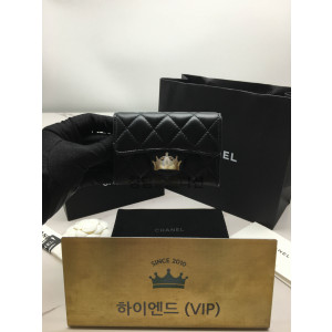 샤넬 클래식 램스킨 카드지갑 은장