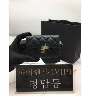 샤넬 클래식 캐비어 카드지갑 금장