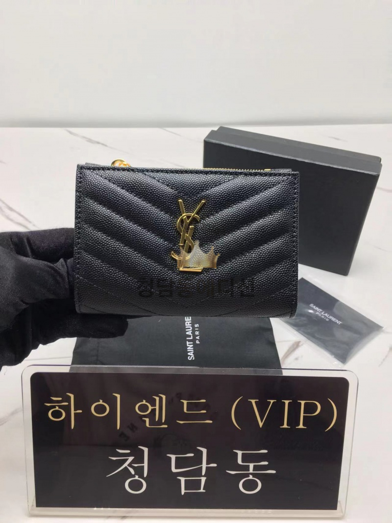 생로랑 모노그램 퀼팅 지퍼 투파트 반지갑 575974