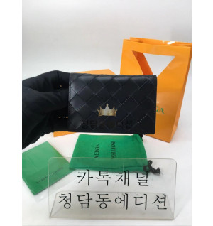 보테가베네타 인트레치아토 플랩 카드케이스 (블랙/오렌지)