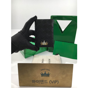 보테가베네타 인트레치아토 플랩 카드케이스 (블랙/오렌지)