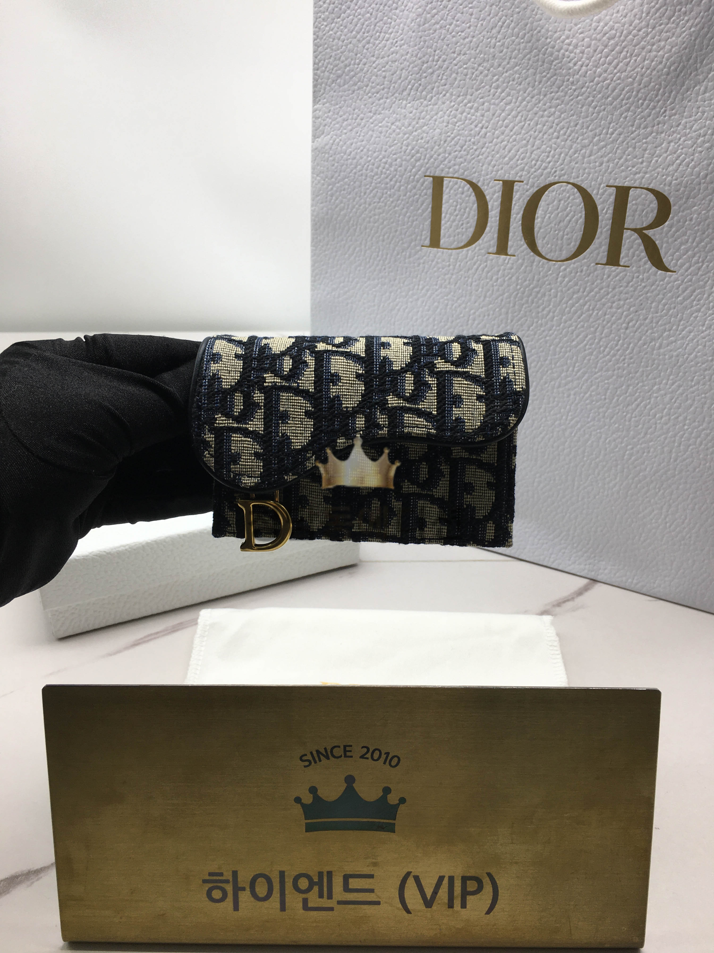 디올 오블리크 새들 카드지갑