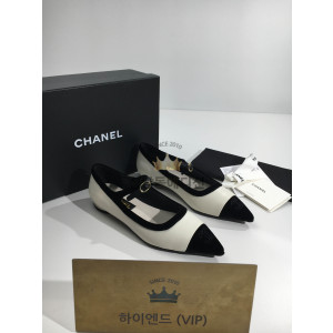 샤넬 투톤 벨벳 메리제인 발레리나 플랫슈즈