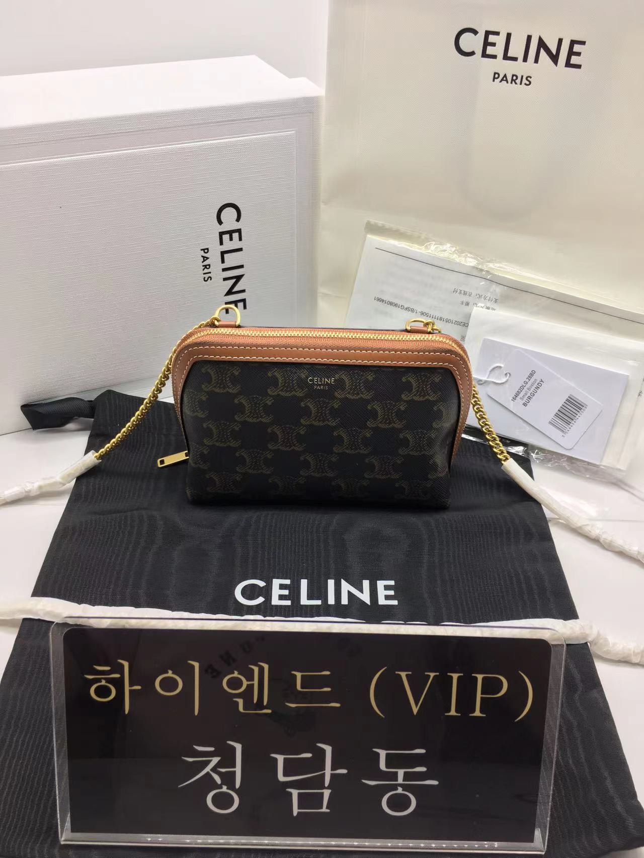 셀린느 트리오페 캔버스 클러치 미니 체인백