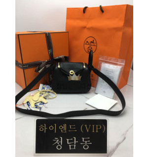 에르메스 미니 린디 올수공 (컬러 누아/금장)