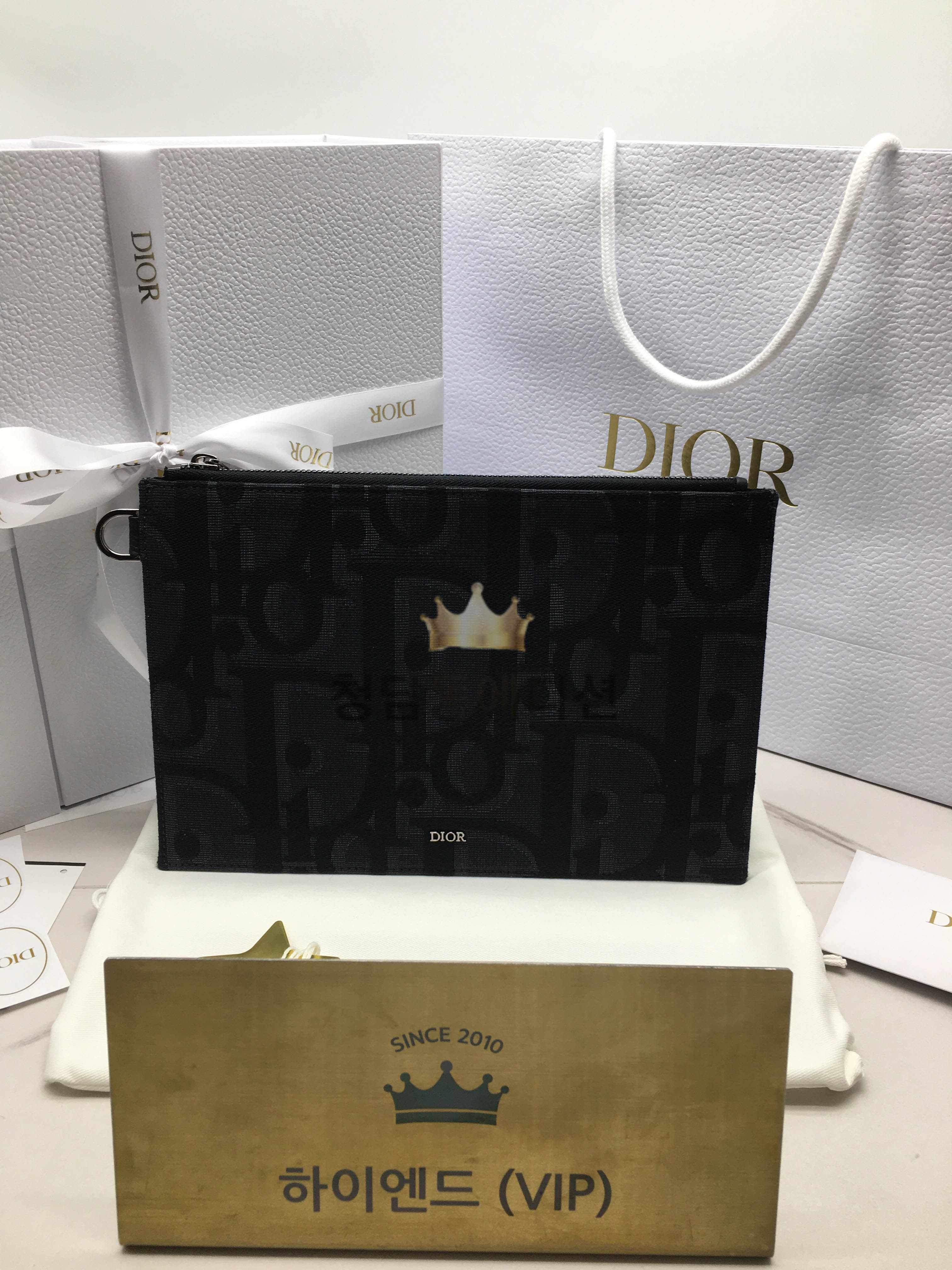 디올 맥시 오블리크 클러치백 (컬러 블랙, 그레이)