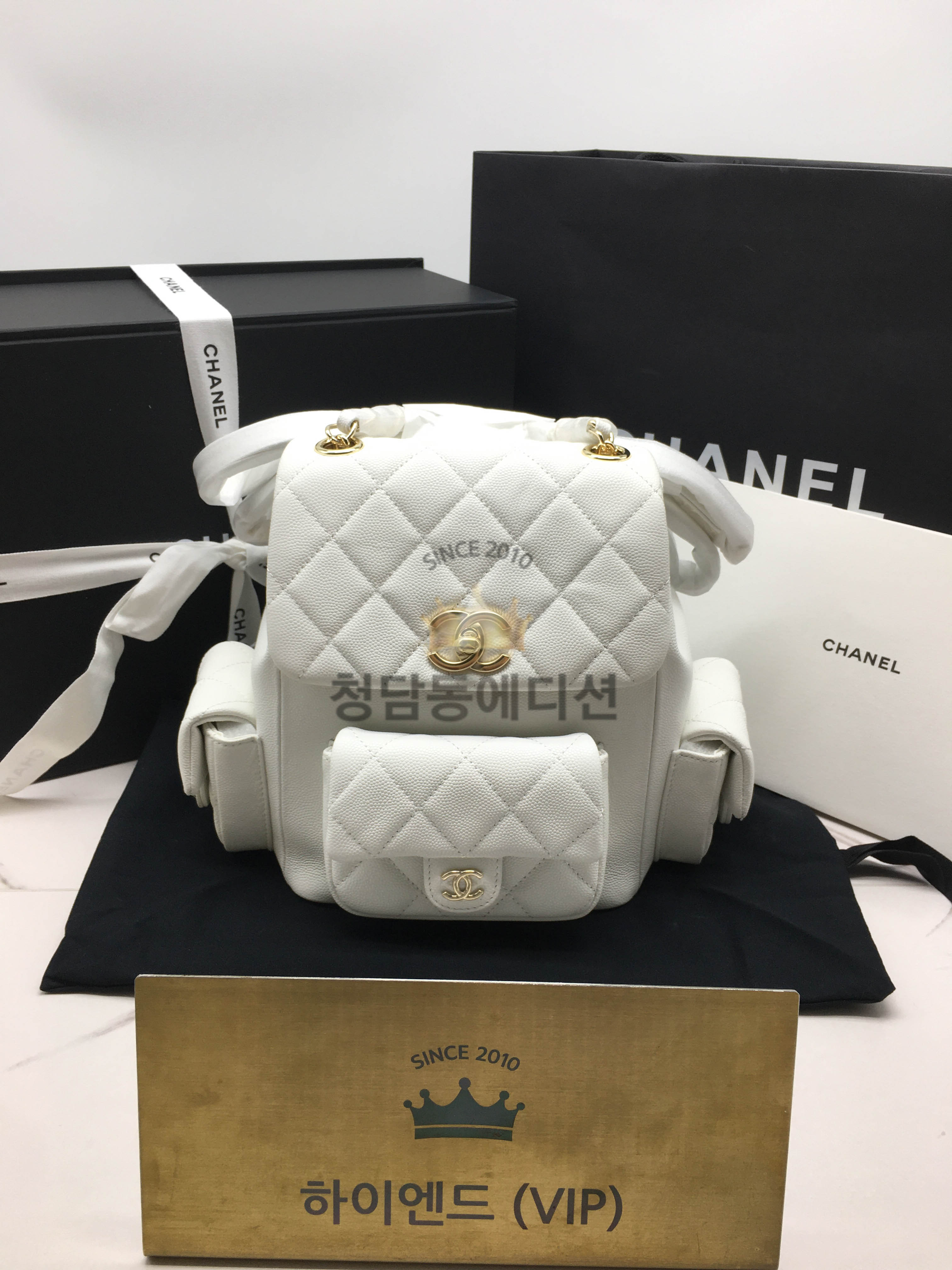 샤넬 23K 듀마 백팩 쓰리포켓 미디움 카프스킨 캐비어 (하이엔드급)