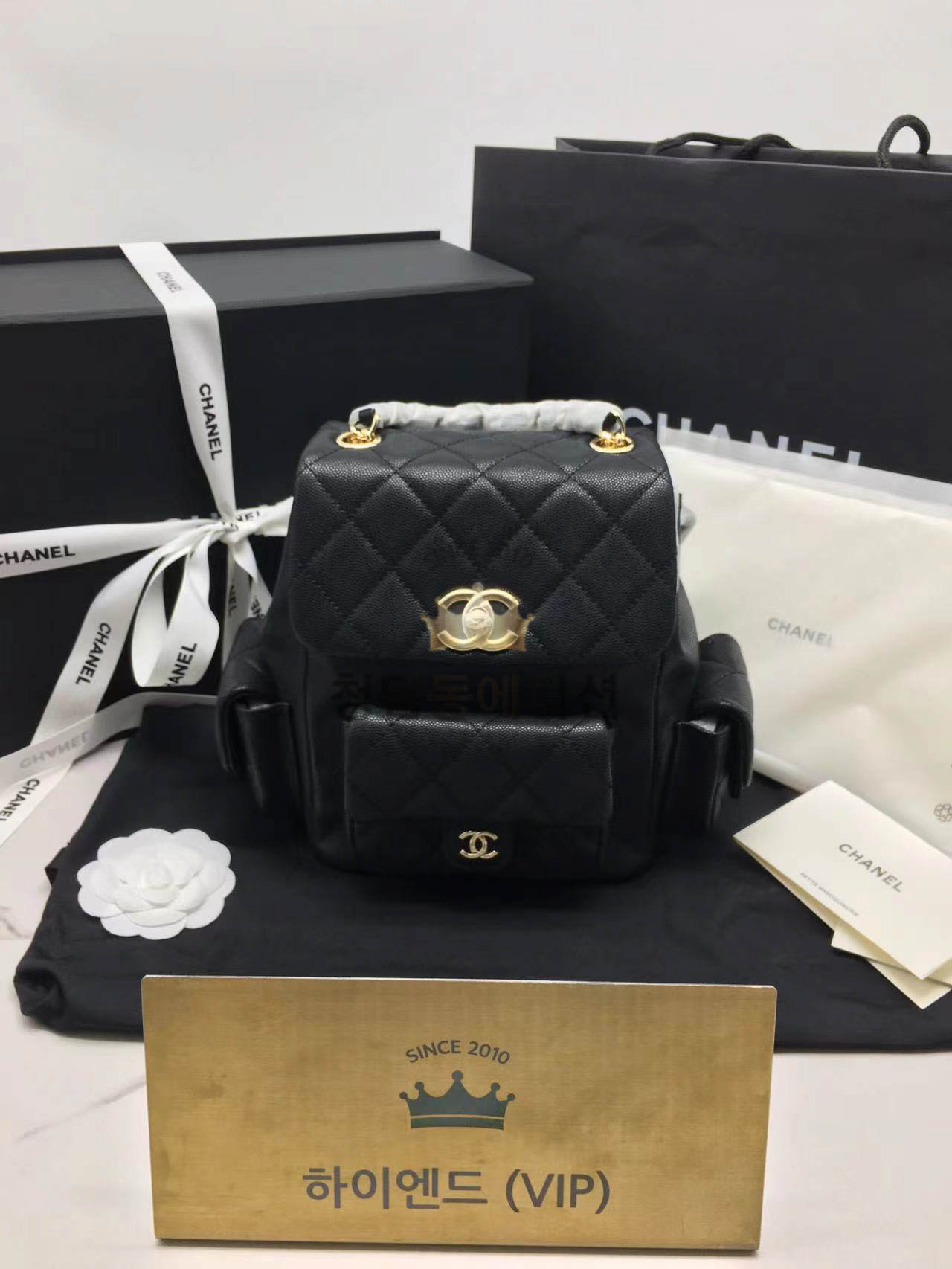 샤넬 23K 듀마 백팩 쓰리포켓 미디움 카프스킨 캐비어 (하이엔드급)