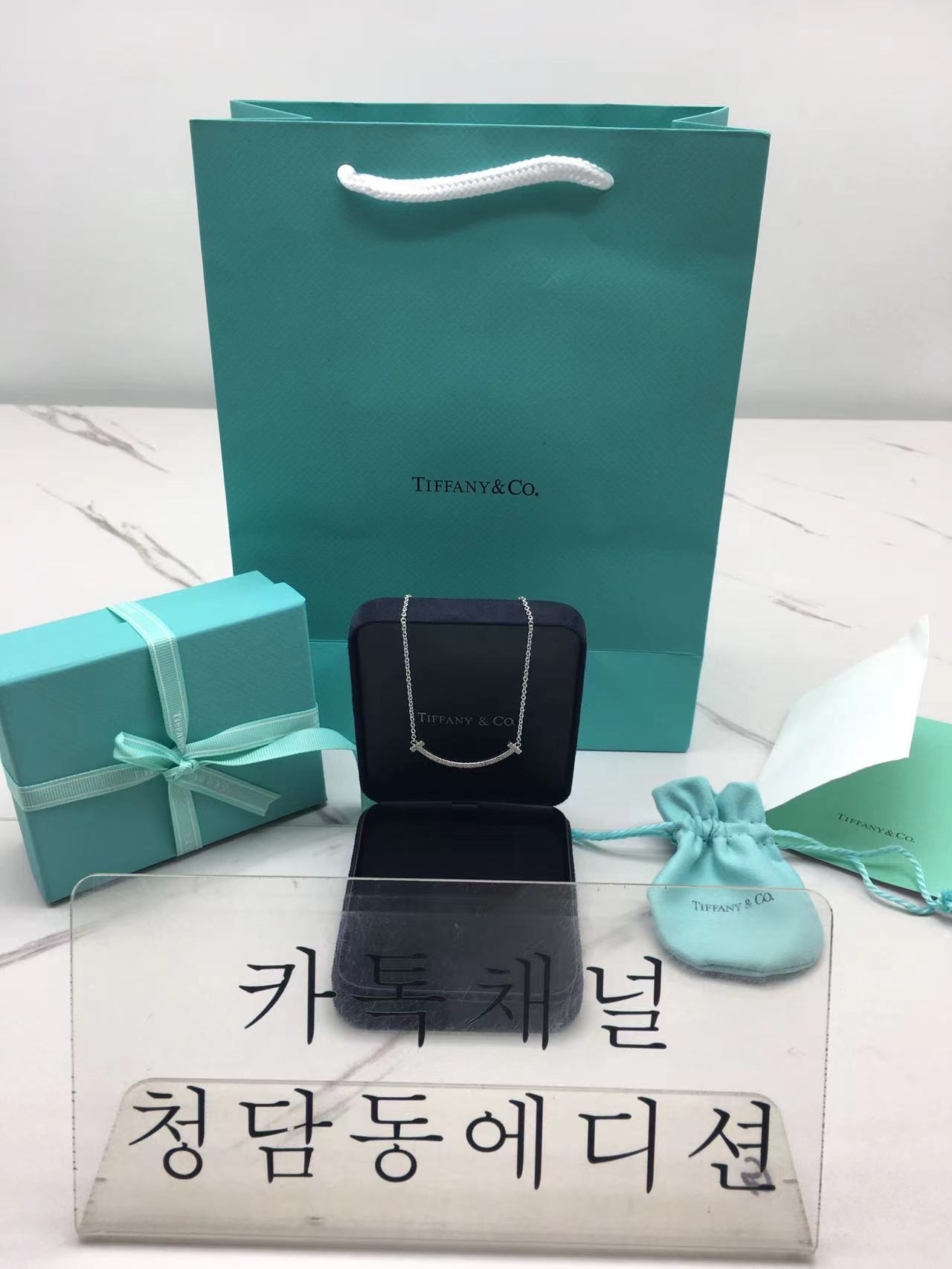 티파니 스마일 목걸이 (V-gold소재) (컬러 로즈골드, 화이트골드) (3.6CM)