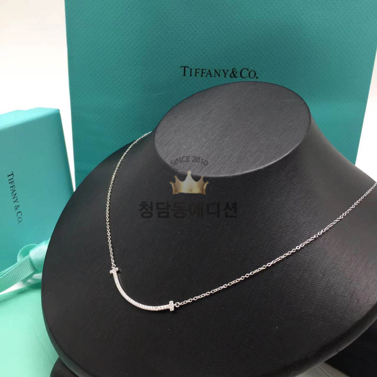 티파니 스마일 목걸이 (V-gold소재) (컬러 로즈골드, 화이트골드) (3.6CM)