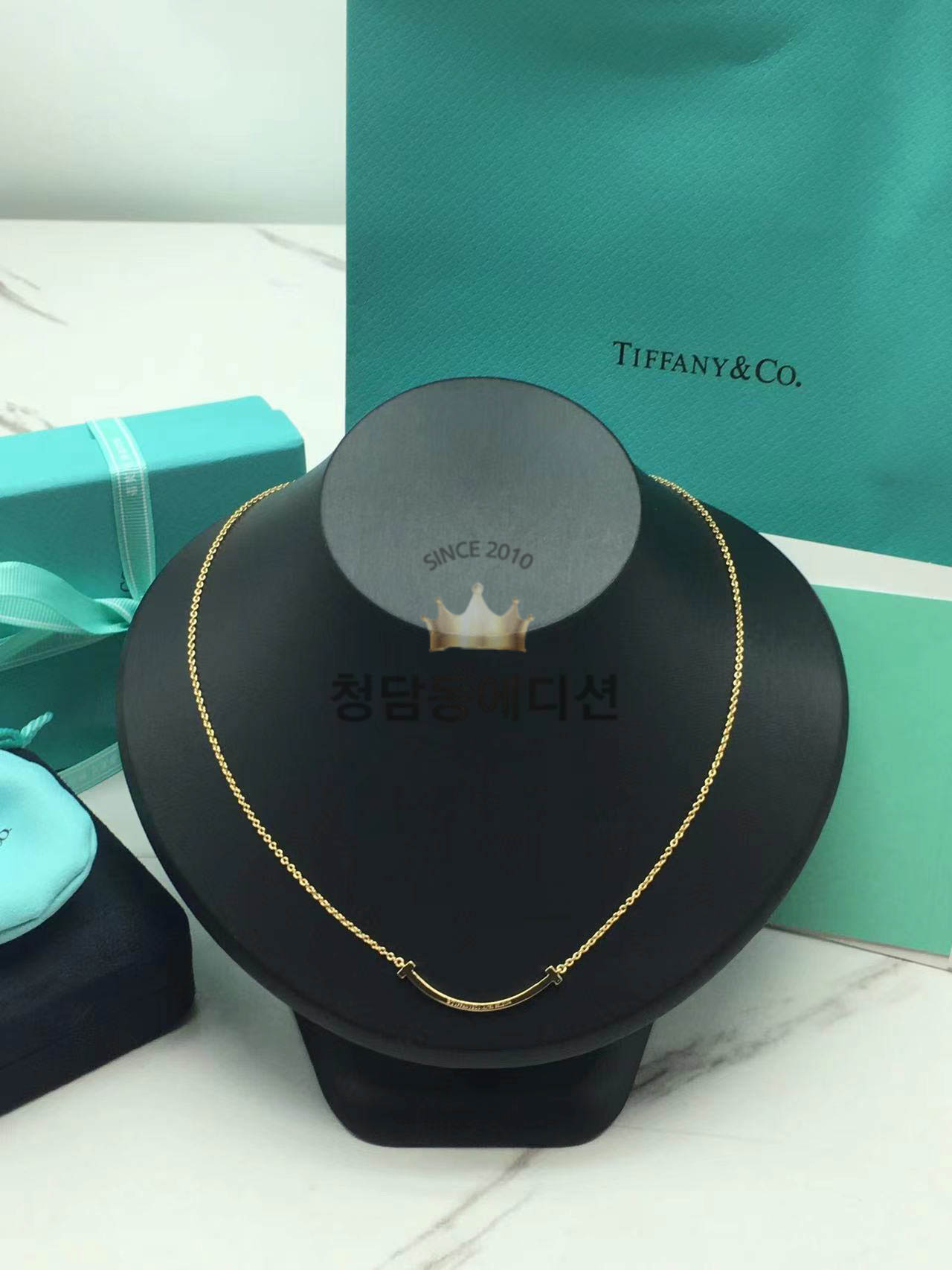 티파니 스마일 목걸이 (3.6CM) (V-gold소재) (컬러 로즈골드, 화이트골드)