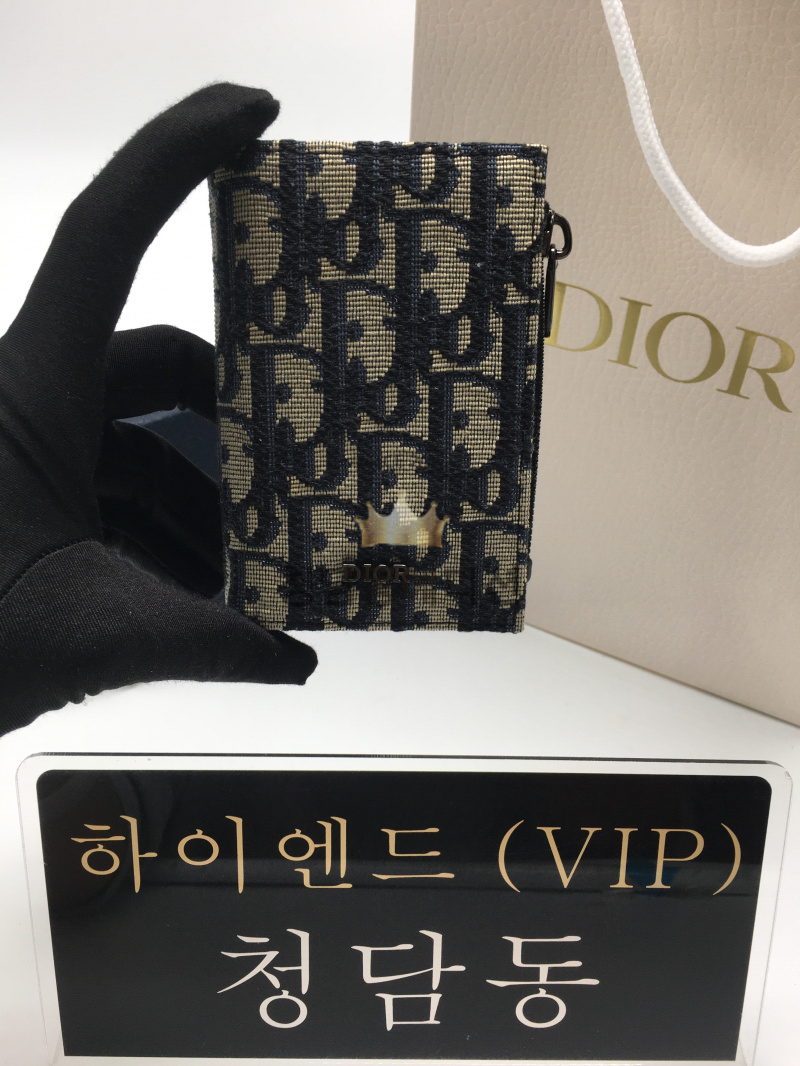 디올 버티컬 컴팩트 카드지갑 (컬러 네이비)