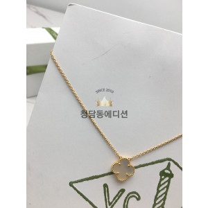 반클리프 매직 알함브라 목걸이 (V-gold소재) (빈티지) (컬러 화이트)
