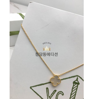 반클리프 매직 알함브라 목걸이 (V-gold소재) (빈티지) (컬러 화이트)