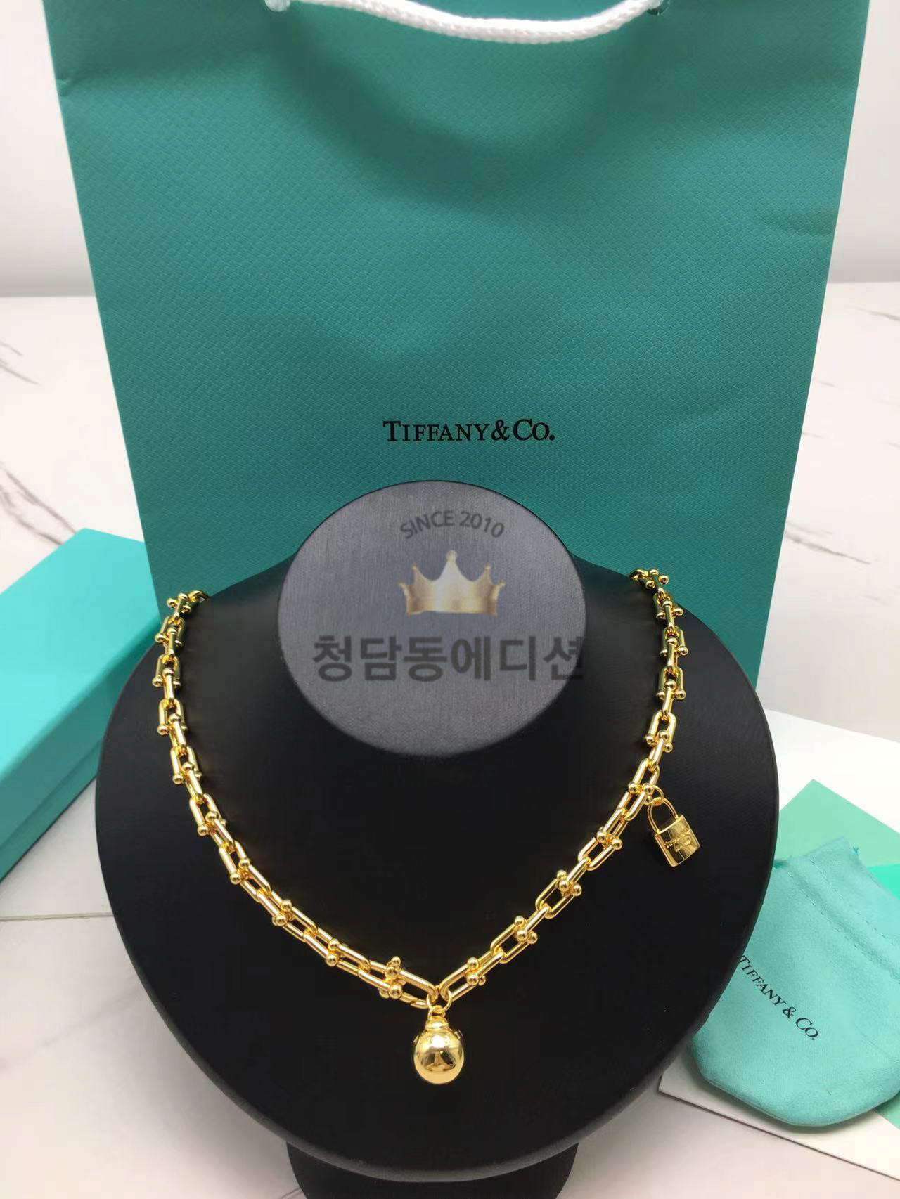 티파니 하드웨어 목걸이 (컬러 옐로우골드)