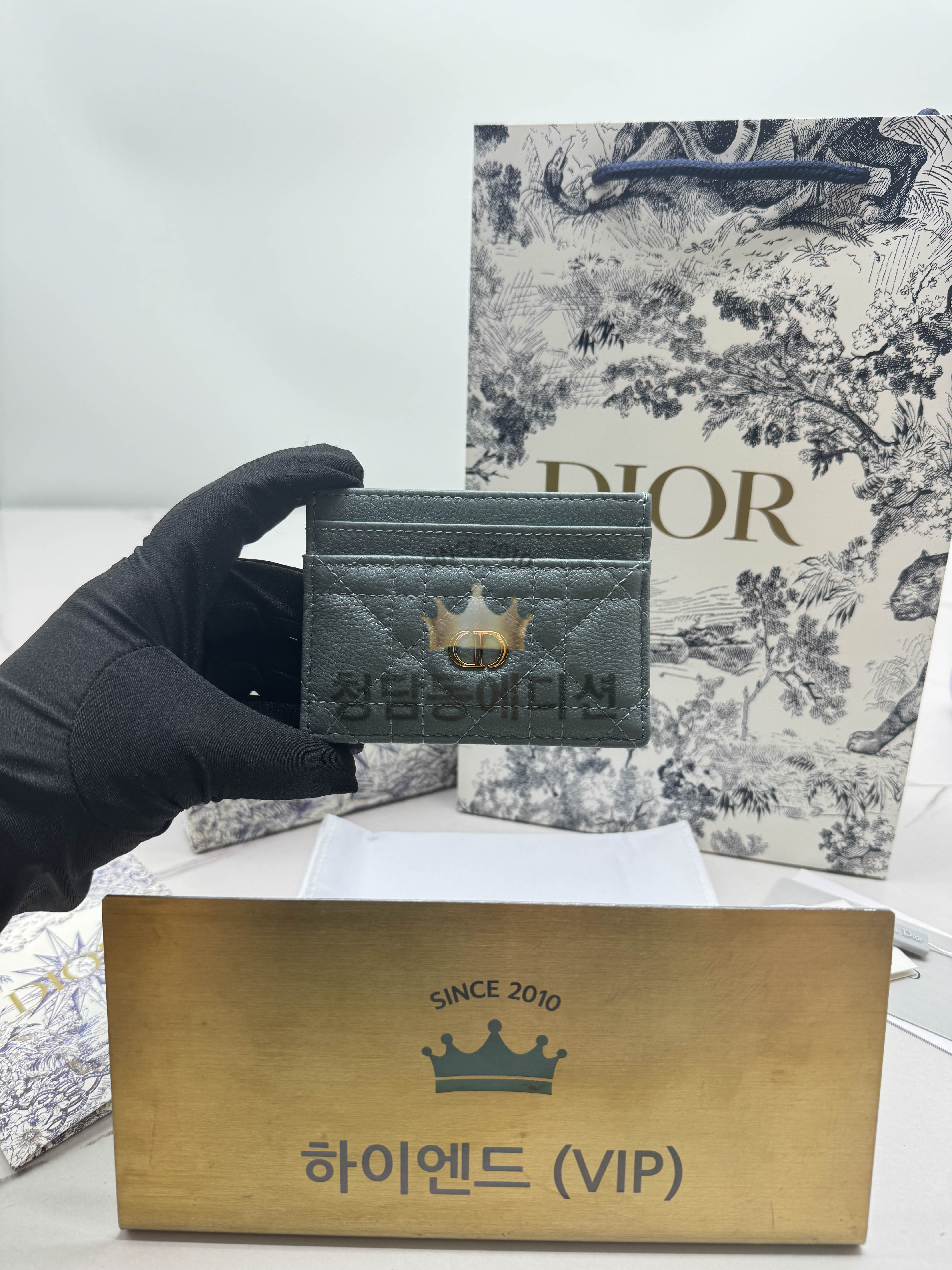 디올 카로 프레지아 카드홀더 (컬러 클라우드 블루)