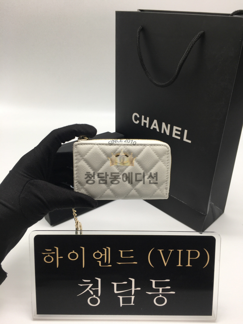 샤넬 클래식 캐비어 CC로고 키링 지퍼 카드지갑