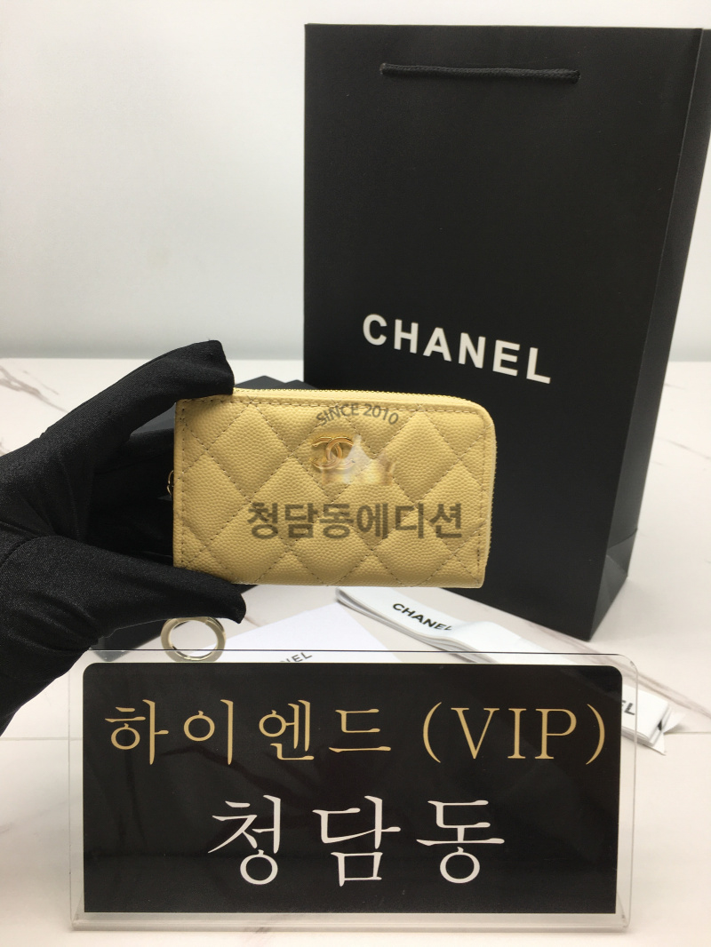 샤넬 클래식 캐비어 CC로고 키링 지퍼 카드지갑