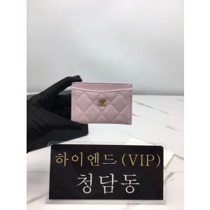 샤넬 클래식 캐비어 카드홀더 금장 (컬러 연핑크)