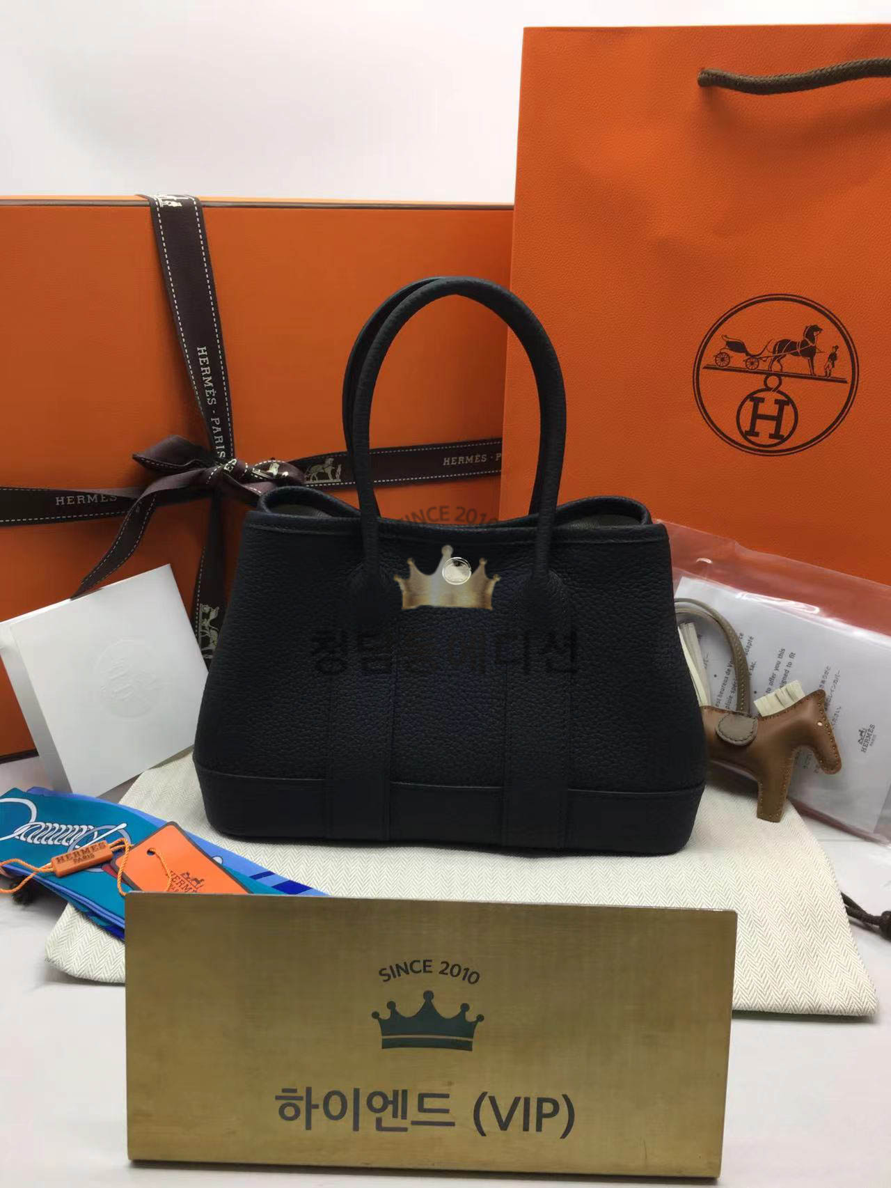 에르메스 미니 가든파티 누아 올수공