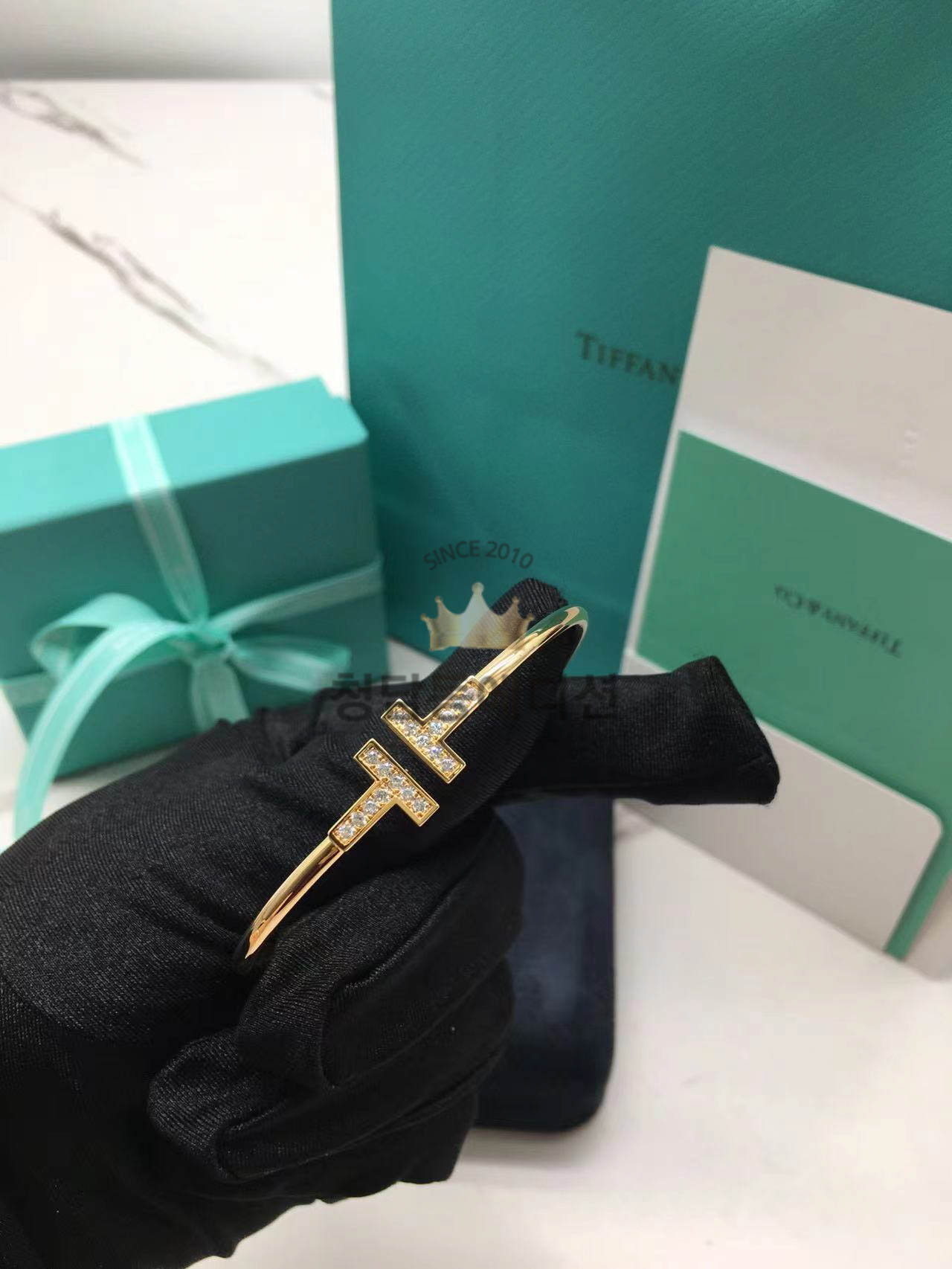 티파니 T와이어 팔찌 다이아 브레이슬릿 (컬러 로즈골드)