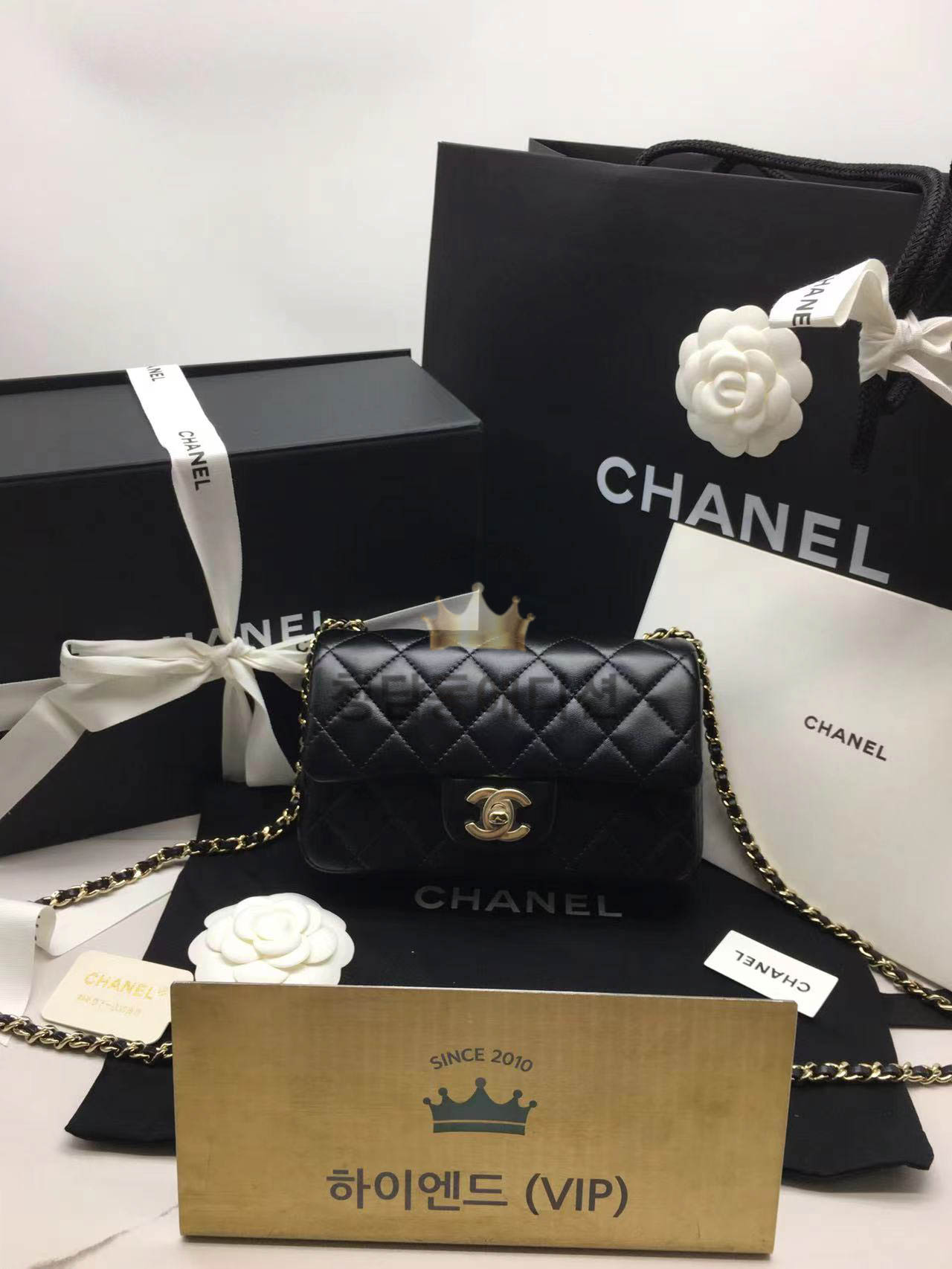 샤넬 클래식 램스킨 플랩백 뉴미니 샴페인골드 (upgrade ver.)