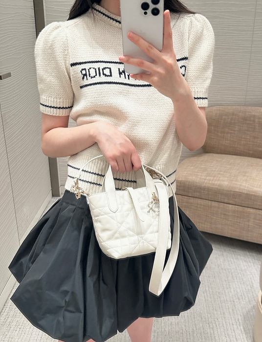 디올 뜨주흐 나노 버티컬 토트백 (컬러 라떼)