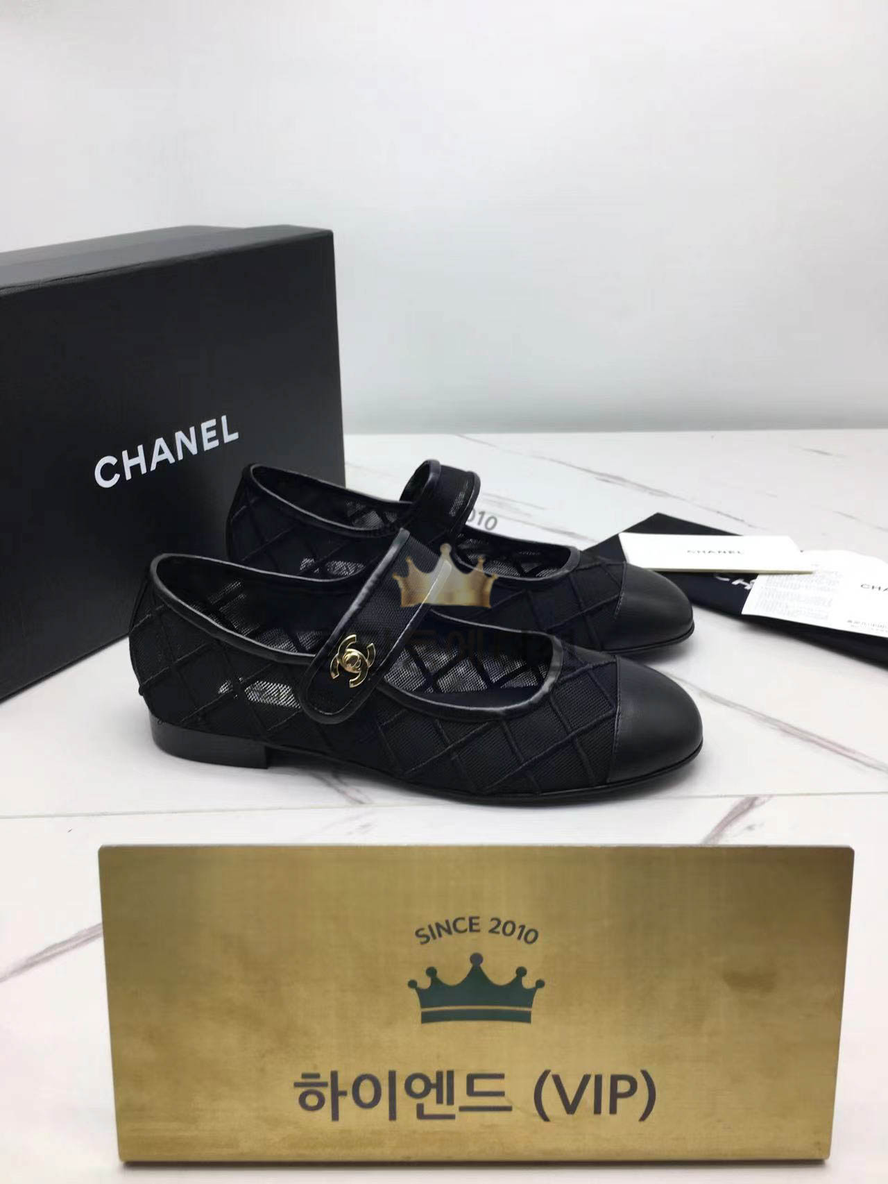 샤넬 메쉬 메리제인 플랫슈즈