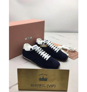 미우미우 플룸 스웨이드 스니커즈 (컬러 네이비)