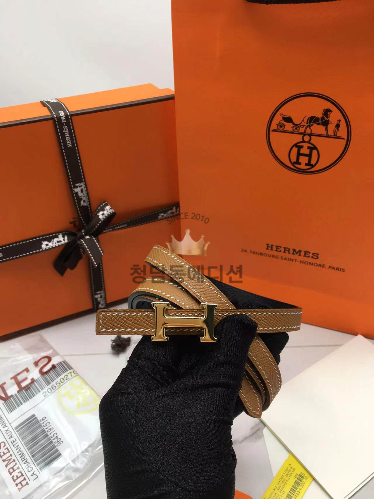 에르메스 미니 콘스탄스 앱송 레더 벨트 리버서블 골드 1.3cm