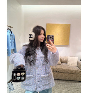 샤넬 퍼플 멀티 트위드 자켓