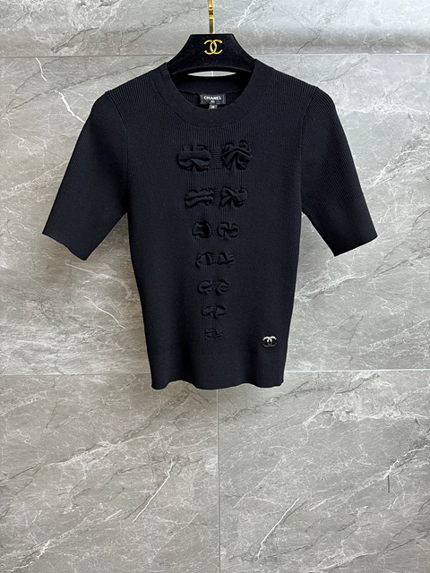 샤넬 니트 반팔 (컬러 블랙, 아이보리)