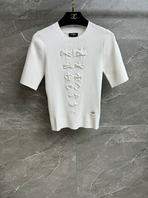 샤넬 니트 반팔 (컬러 블랙, 아이보리)