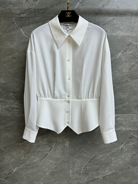 샤넬 클래식 블랙 셔츠 블라우스 (컬러 차콜, 아이보리)
