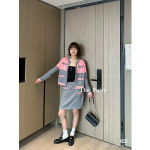 샤넬 배색 트위드 니트 가디건