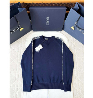 디올 오블리크 크루넥 니트 (남녀공용) (컬러 네이비, 베이지)