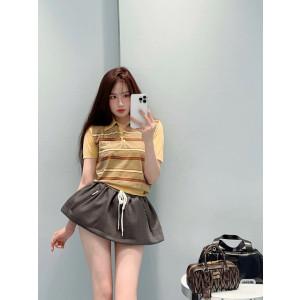 미우미우 스트라이프 반팔 니트 폴로