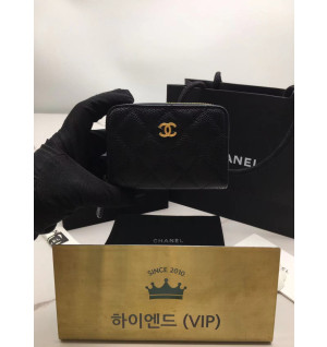Ok(1662428694) 샤넬 클래식 캐비어 지퍼 카드지갑 금장 (미세 하자)