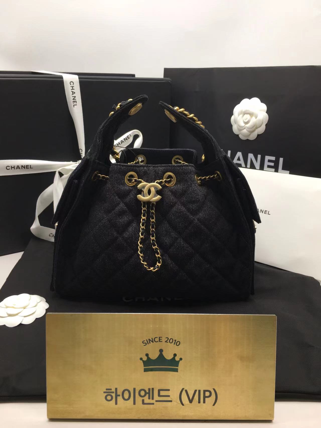 Ok(1748610985) 샤넬 25c 크루즈 뉴 호보백 스몰 (25백) 데님 흑청 (박스 미세하자)