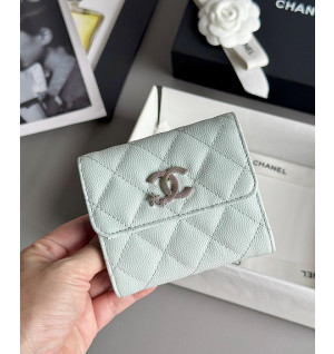 샤넬 25B CC 별 로고 캐비어 플랩 지갑 (컬러 스카이블루)