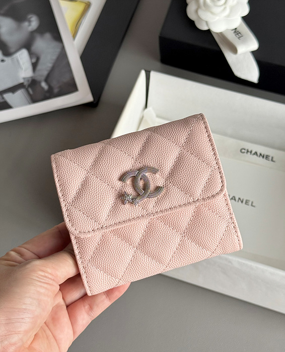 샤넬 25B CC 별 로고 캐비어 플랩 지갑 (컬러 핑크)