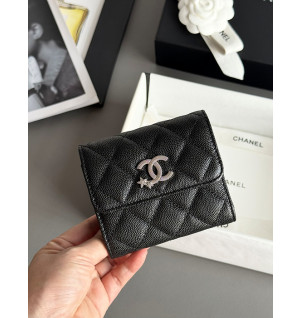 샤넬 25B CC 별 로고 캐비어 플랩 지갑 (컬러 블랙)