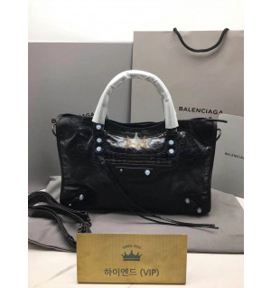 발렌시아가 르 시티 미디움 백 블랙 (빈티지 은장)