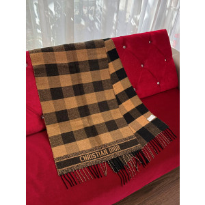 디올 체크 캐시미어 머플러 (컬러 브라운)