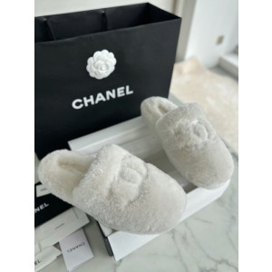 샤넬 시어링 울 CC로고 슬라이드 뮬