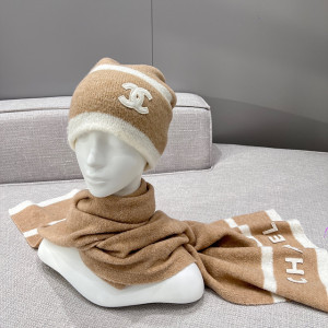 샤넬 코코 로고 니트 비니 & 머플러