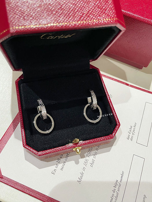 까르띠에 러브 더블 링 파베 귀걸이 (3COLOR)