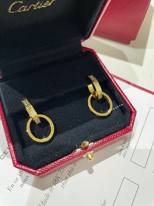 까르띠에 러브 더블 링 파베 귀걸이 (3COLOR)