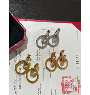 까르띠에 러브 더블 링 파베 귀걸이 (3COLOR)